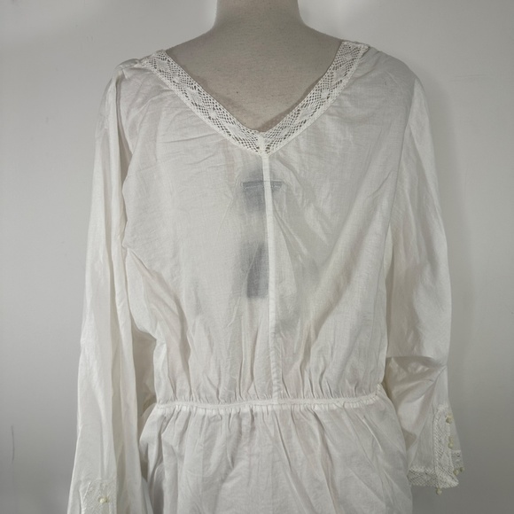 NWT Lane Bryant White Cotton V Neck Blouse Pom Pom Tunic Boho 18/20 - Picture 10 of 14